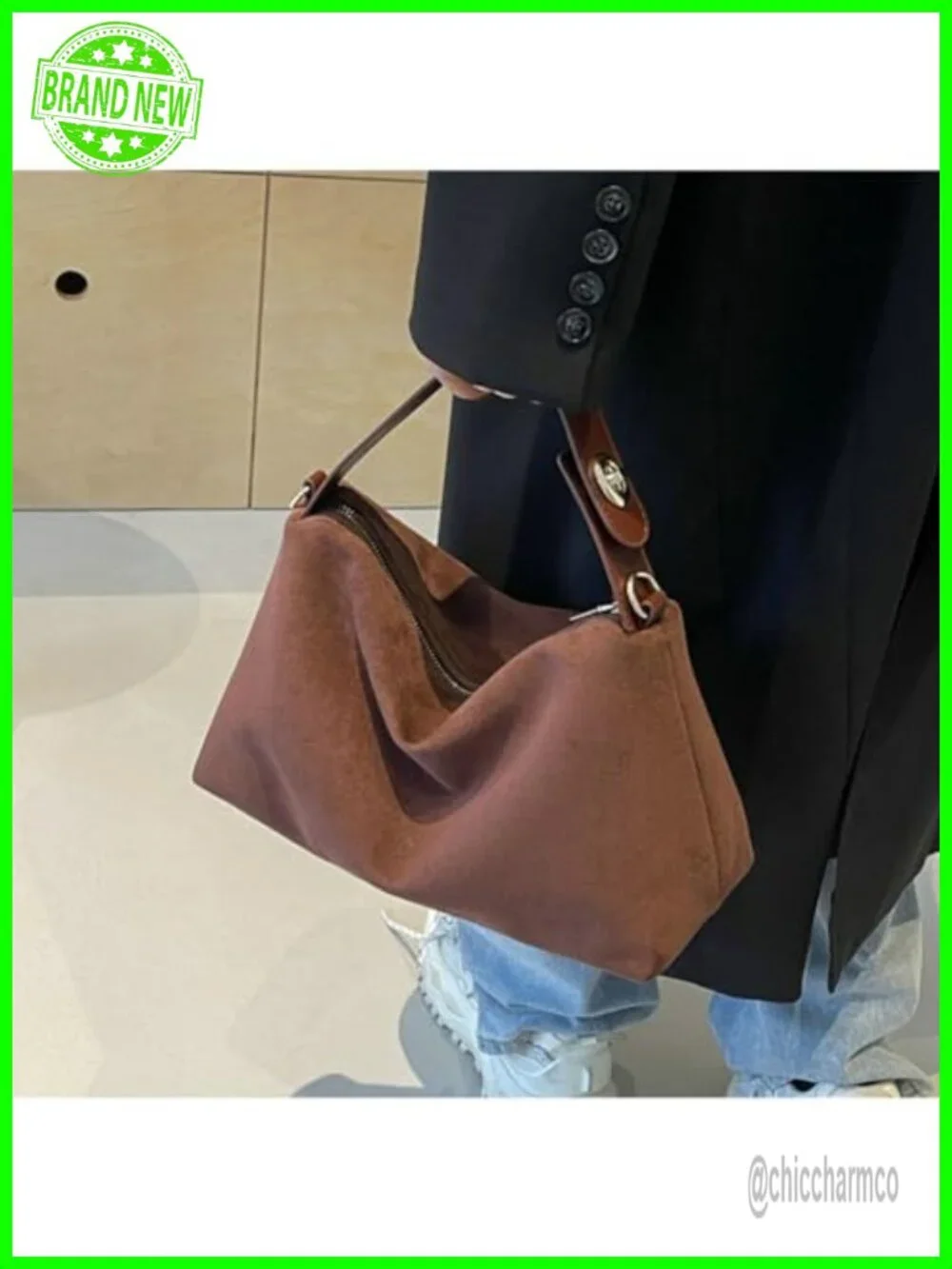 Suede Hobo Bag Crescent Shoulder Crossbody Purse Tote Handbag